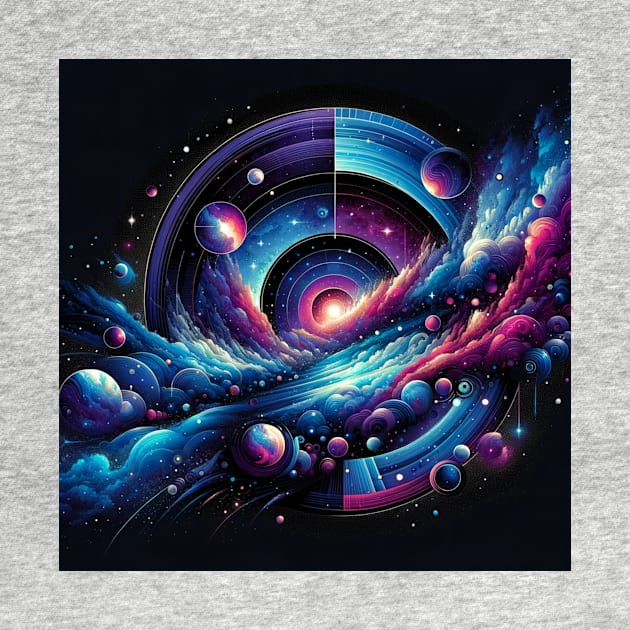 Celestial Dance: Spiral Galaxies and Cosmic Waves by heartyARTworks